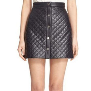 ADAM LIPPES quilted leather A-Line skirt